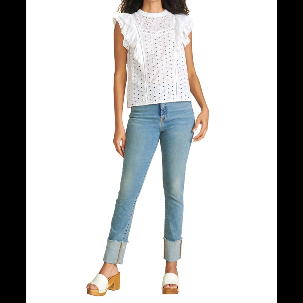 Veronica Beard Ryleigh Slim Straight w/ Cuffs in Waterfall Size 30 NWT